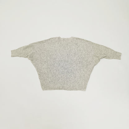 Grey Chunky Ribbed Batwing Knitted Jumper Size Large | Preloved