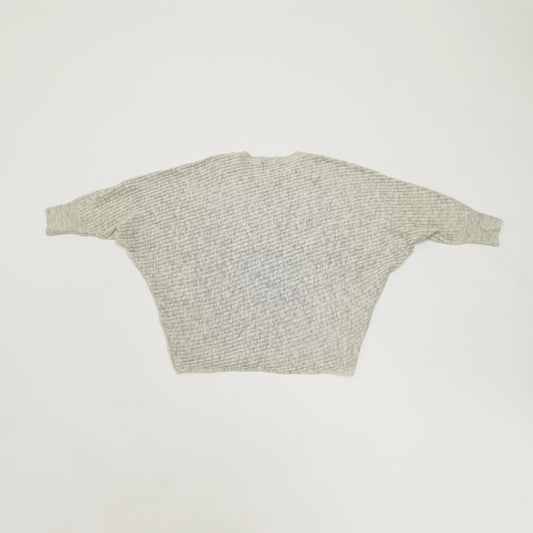 Grey Chunky Ribbed Batwing Knitted Jumper Size Large | Preloved