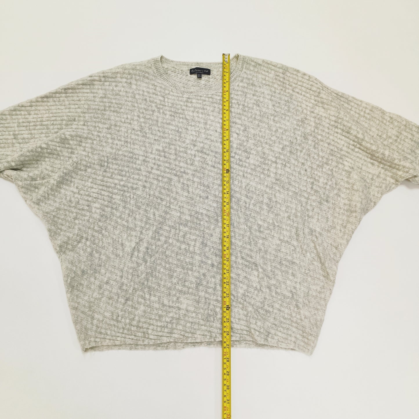 Grey Chunky Ribbed Batwing Knitted Jumper Size Large | Preloved
