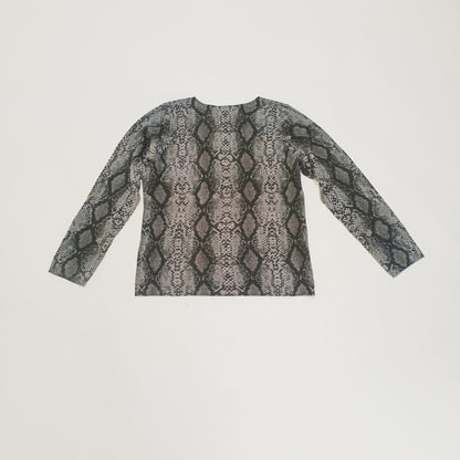 Grey Snakeskin V Neck Thin Jumper Size Large | Preloved