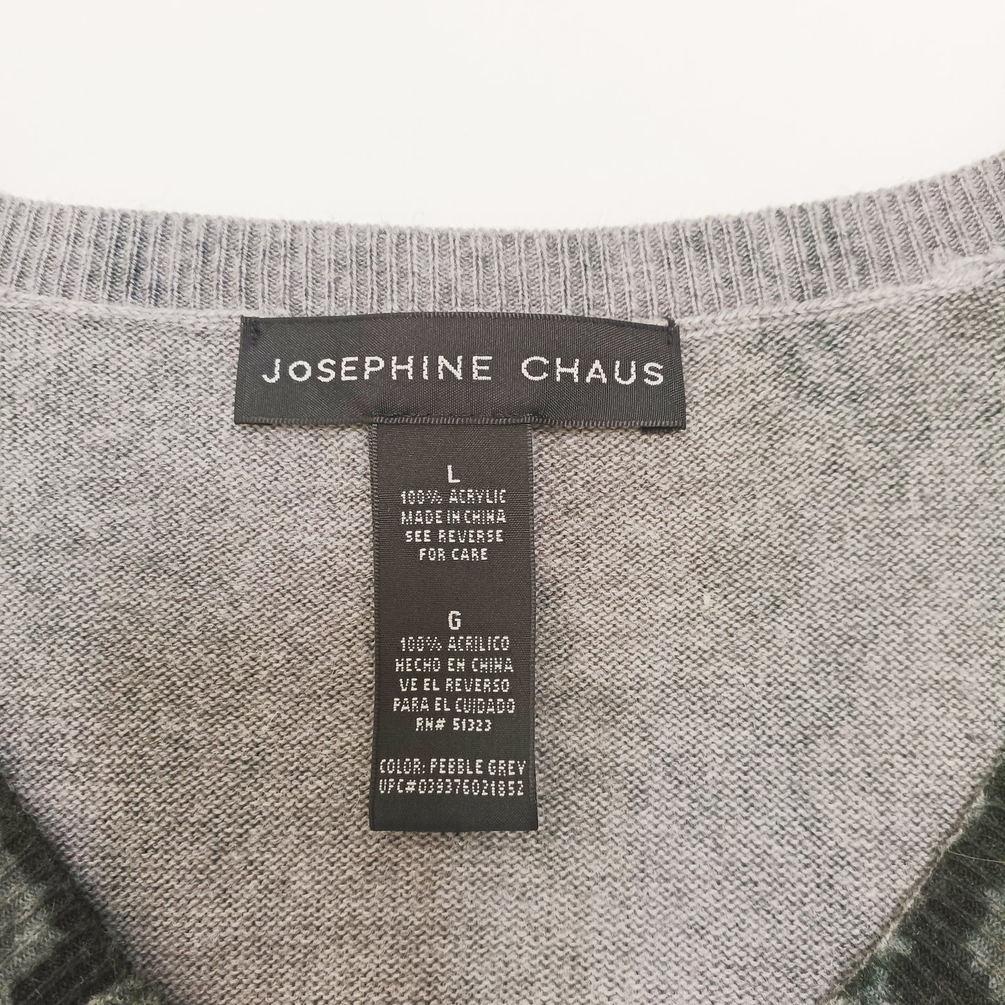 Grey Snakeskin V Neck Thin Jumper Size Large | Preloved