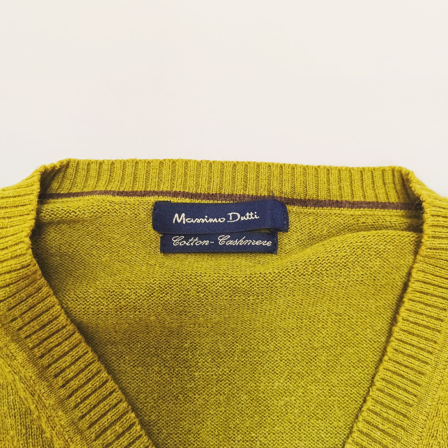 Olive Green V Neck Knitted Jumper Size Large | Preloved
