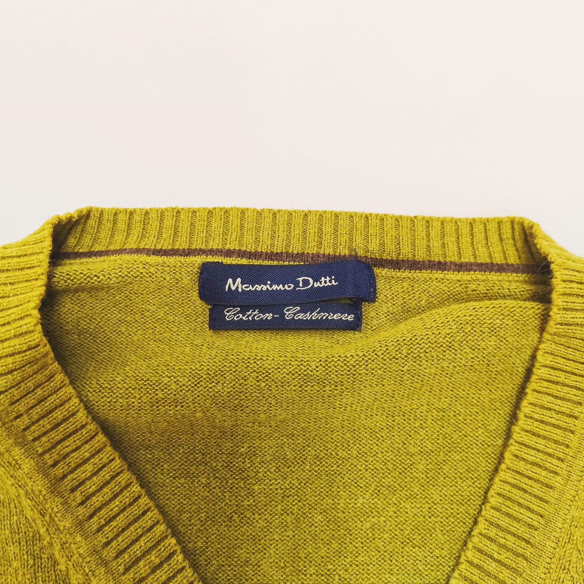 Olive Green V Neck Knitted Jumper Size Large | Preloved