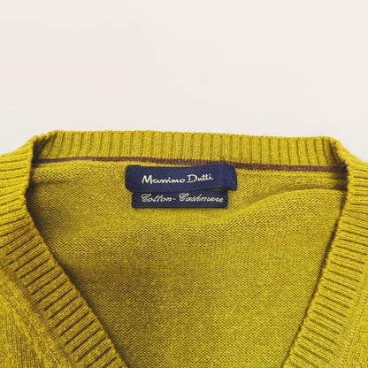 Olive Green V Neck Knitted Jumper Size Large | Preloved