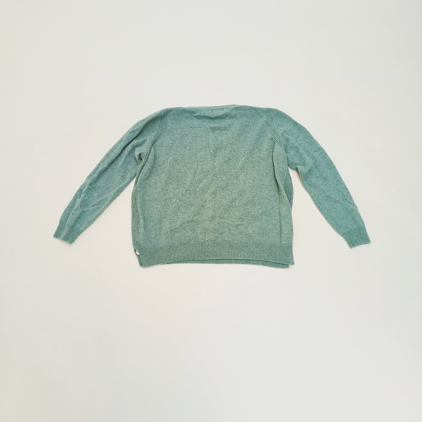 Blue Wool Knitted V Neck Womens Jumper Size Large | Preloved