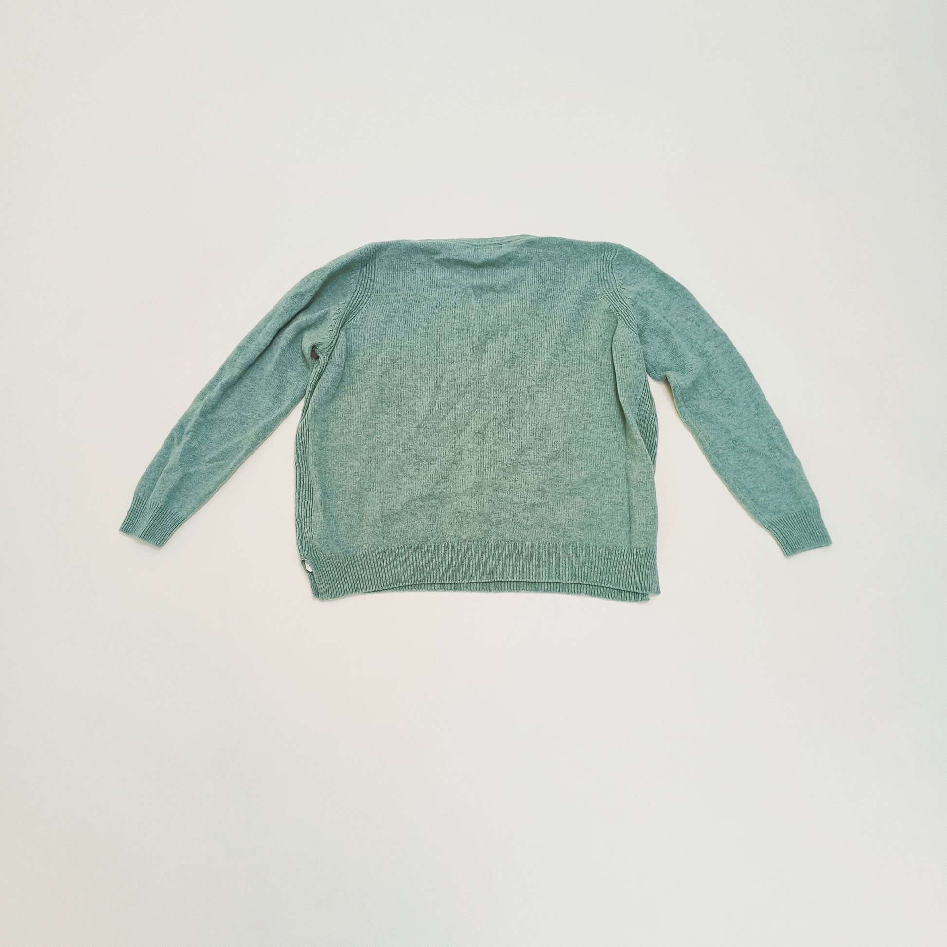 Blue Wool Knitted V Neck Womens Jumper Size Large | Preloved