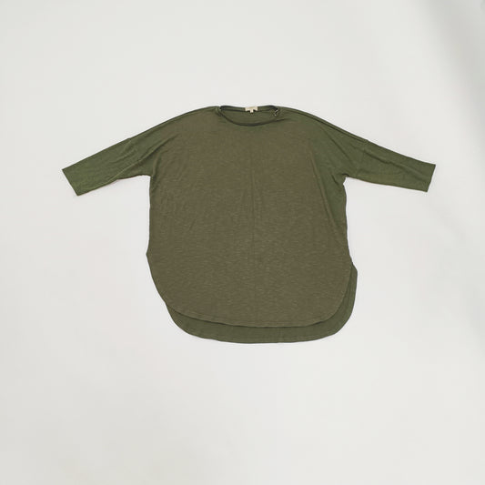 Khaki Green Longline Cropped SLeeve Jumper Size Large | Preloved