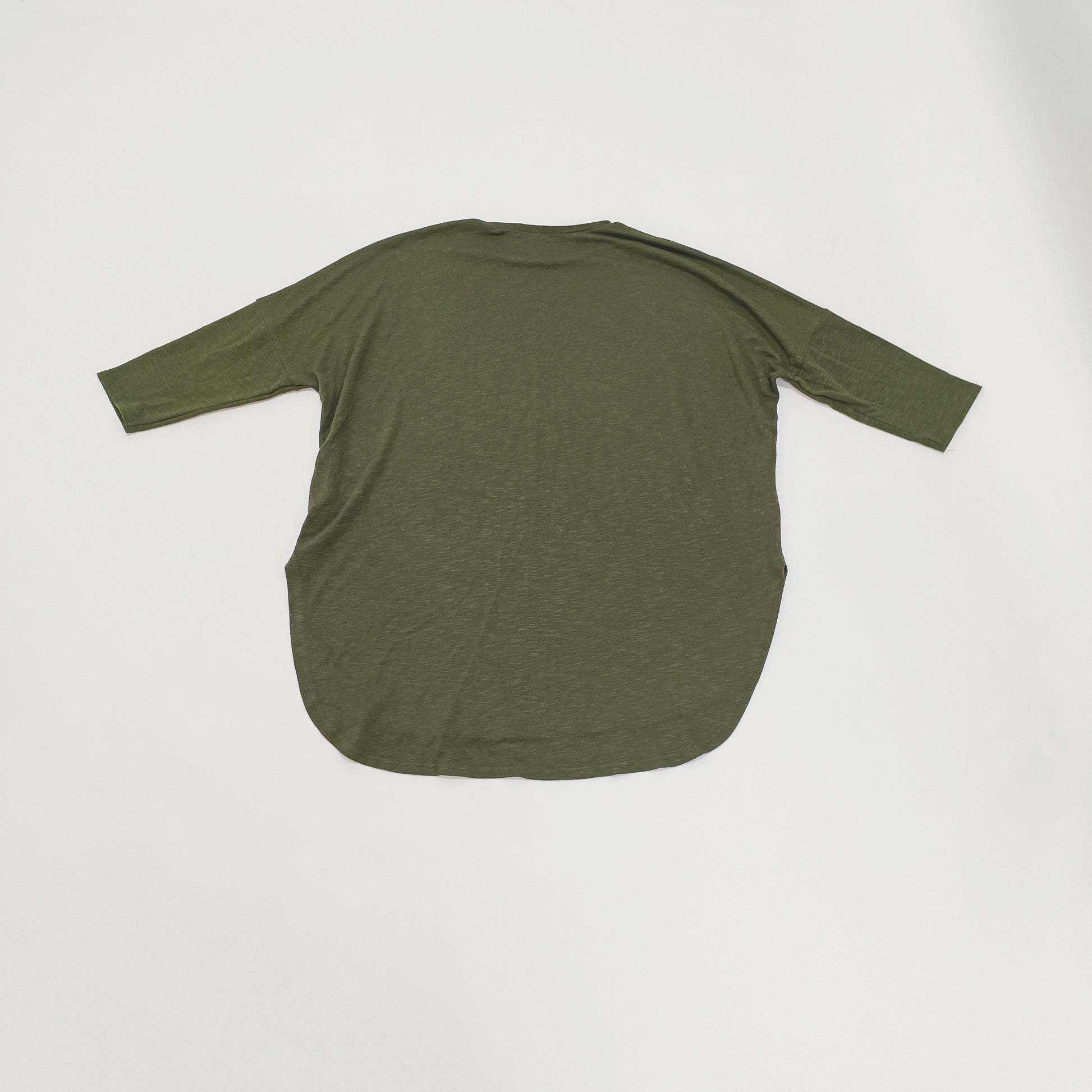 Khaki Green Longline Cropped SLeeve Jumper Size Large | Preloved