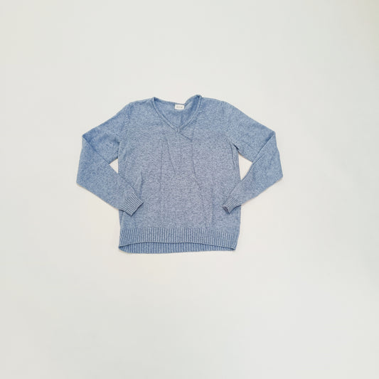Dusty Blue V Neck Womens Knitted Jumper Size Large | Preloved