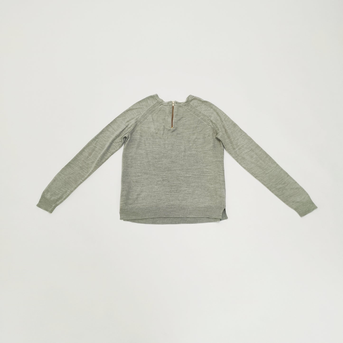 Grey Zip Back Knitted Jumper Size Medium | Preloved