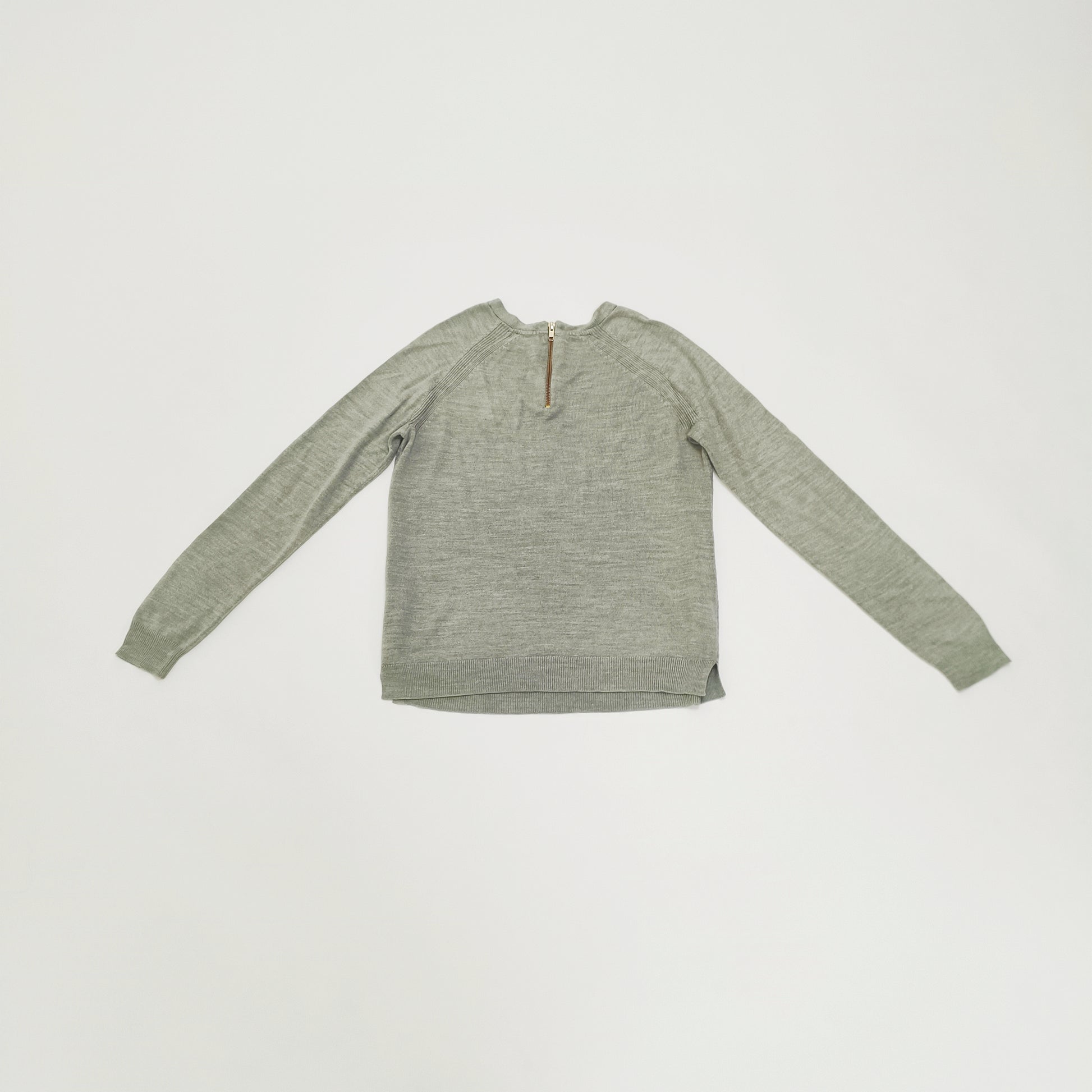 Grey Zip Back Knitted Jumper Size Medium | Preloved