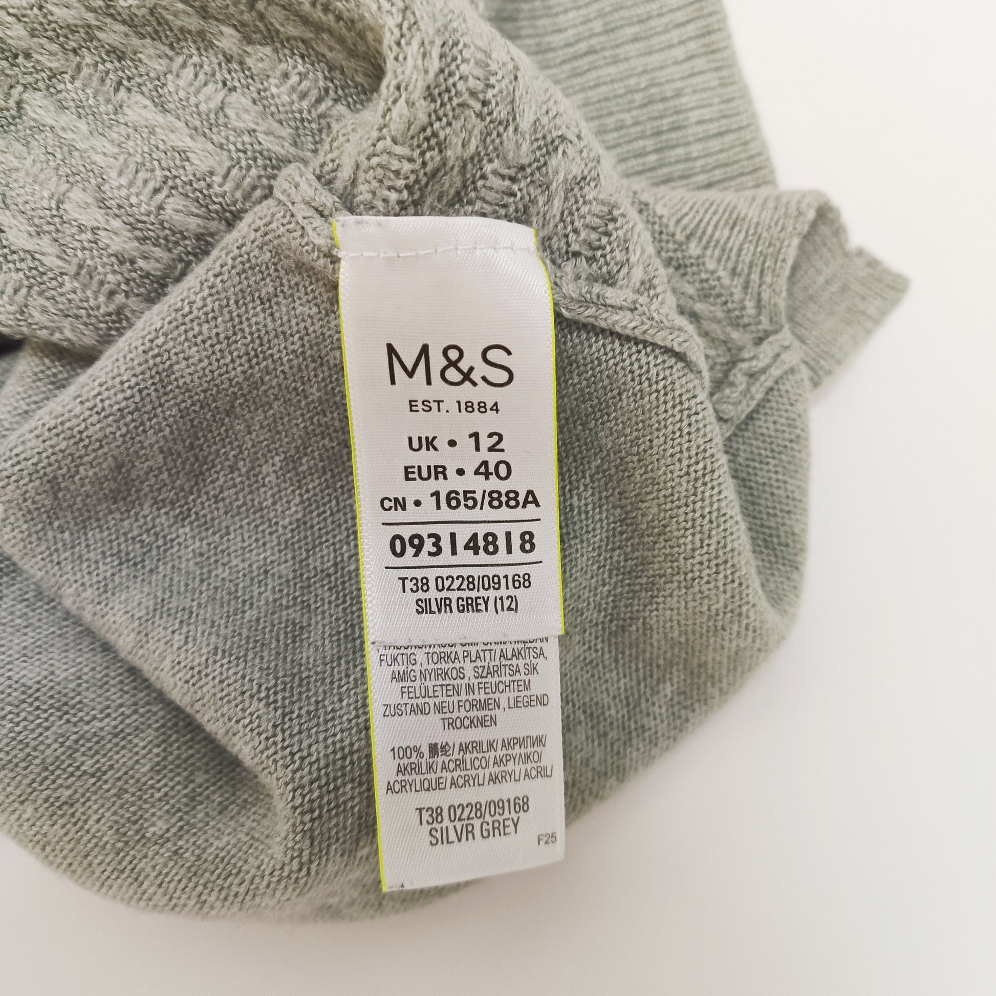 Grey Zip Back Knitted Jumper Size Medium | Preloved