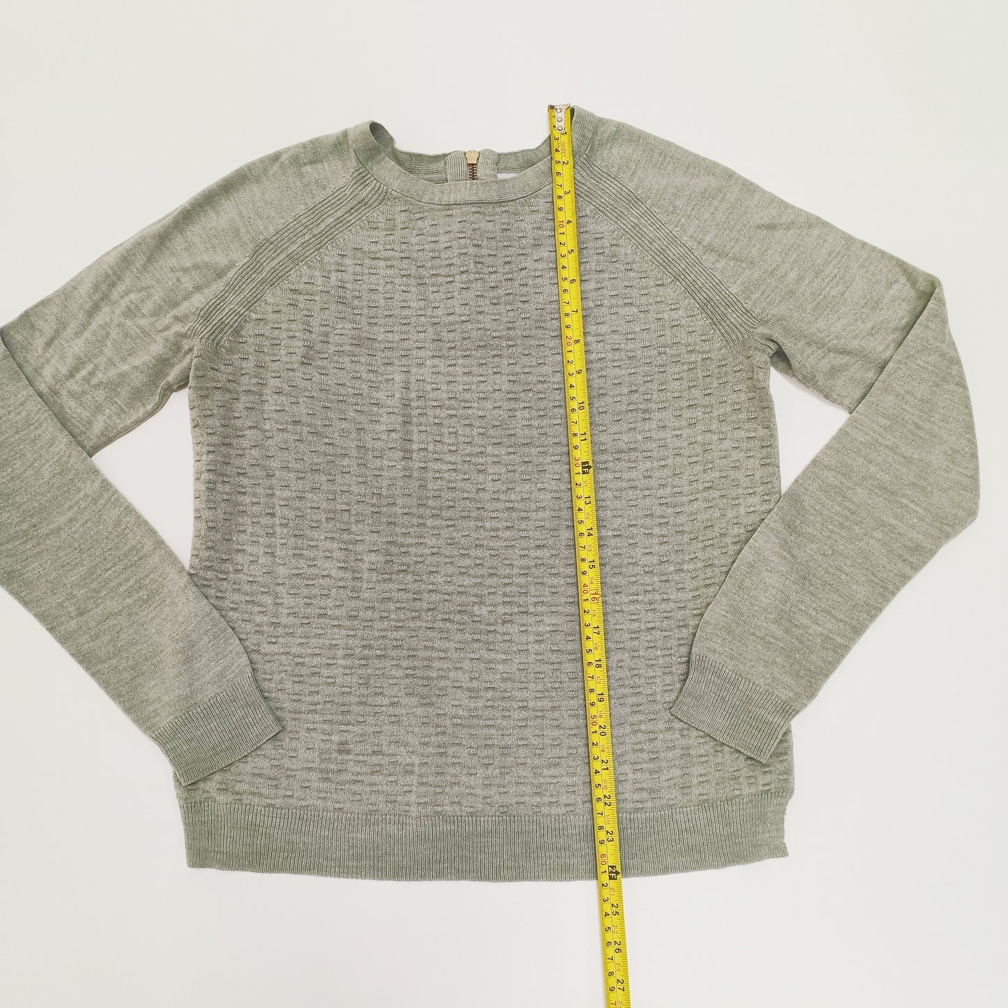 Grey Zip Back Knitted Jumper Size Medium | Preloved
