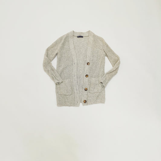 Grey Multi Coloured Fleck Longline Knitted Cardigan Size Medium | Preloved