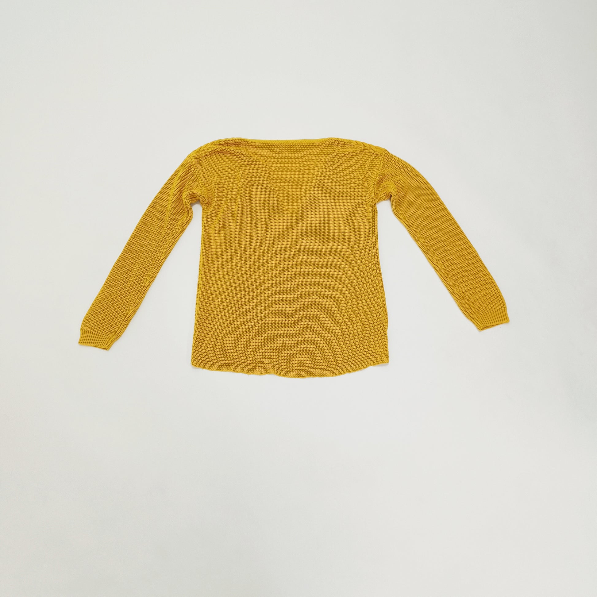 Mustard Yellow V Neck Chunky Knit Jumper Size Medium | Preloved