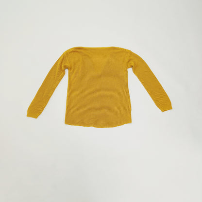 Mustard Yellow V Neck Chunky Knit Jumper Size Medium | Preloved