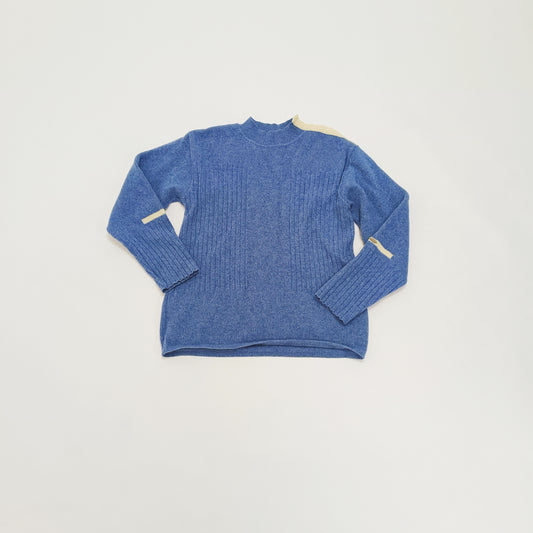 Blue Chunky Knitted Open Neck Jumper Size Medium | Preloved