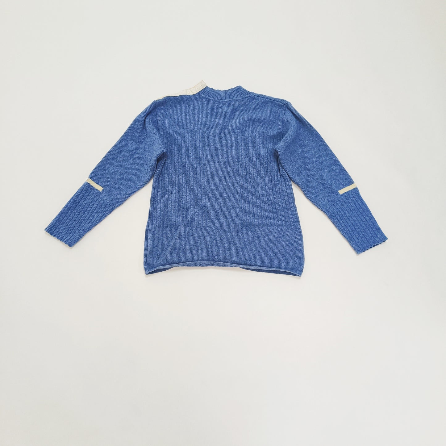 Blue Chunky Knitted Open Neck Jumper Size Medium | Preloved