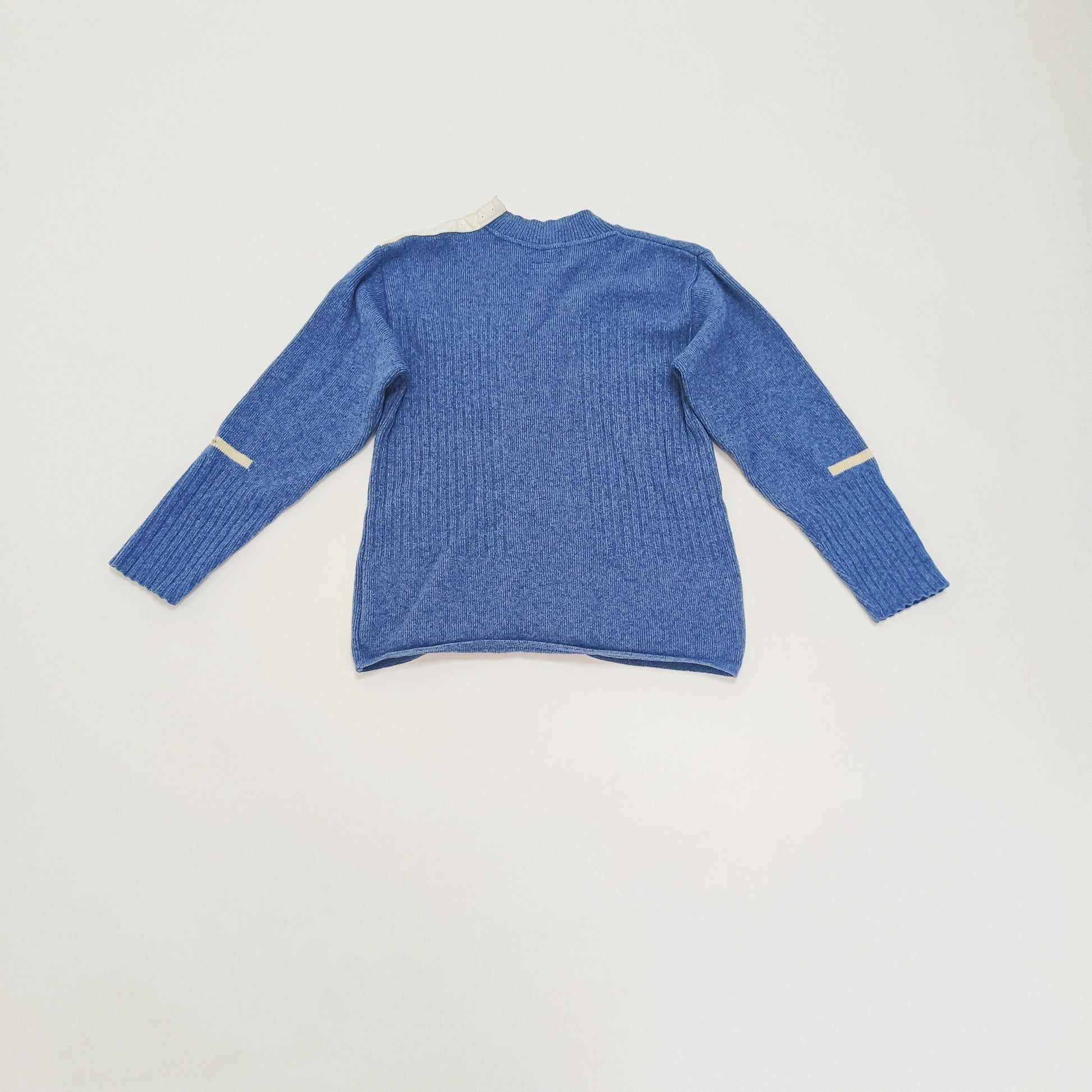 Blue Chunky Knitted Open Neck Jumper Size Medium | Preloved