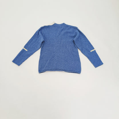 Blue Chunky Knitted Open Neck Jumper Size Medium | Preloved