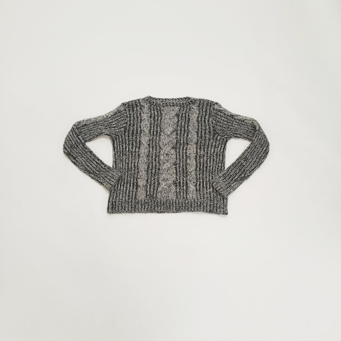 Grey Flecked Cropped Knitted Jumper Size Small | Preloved