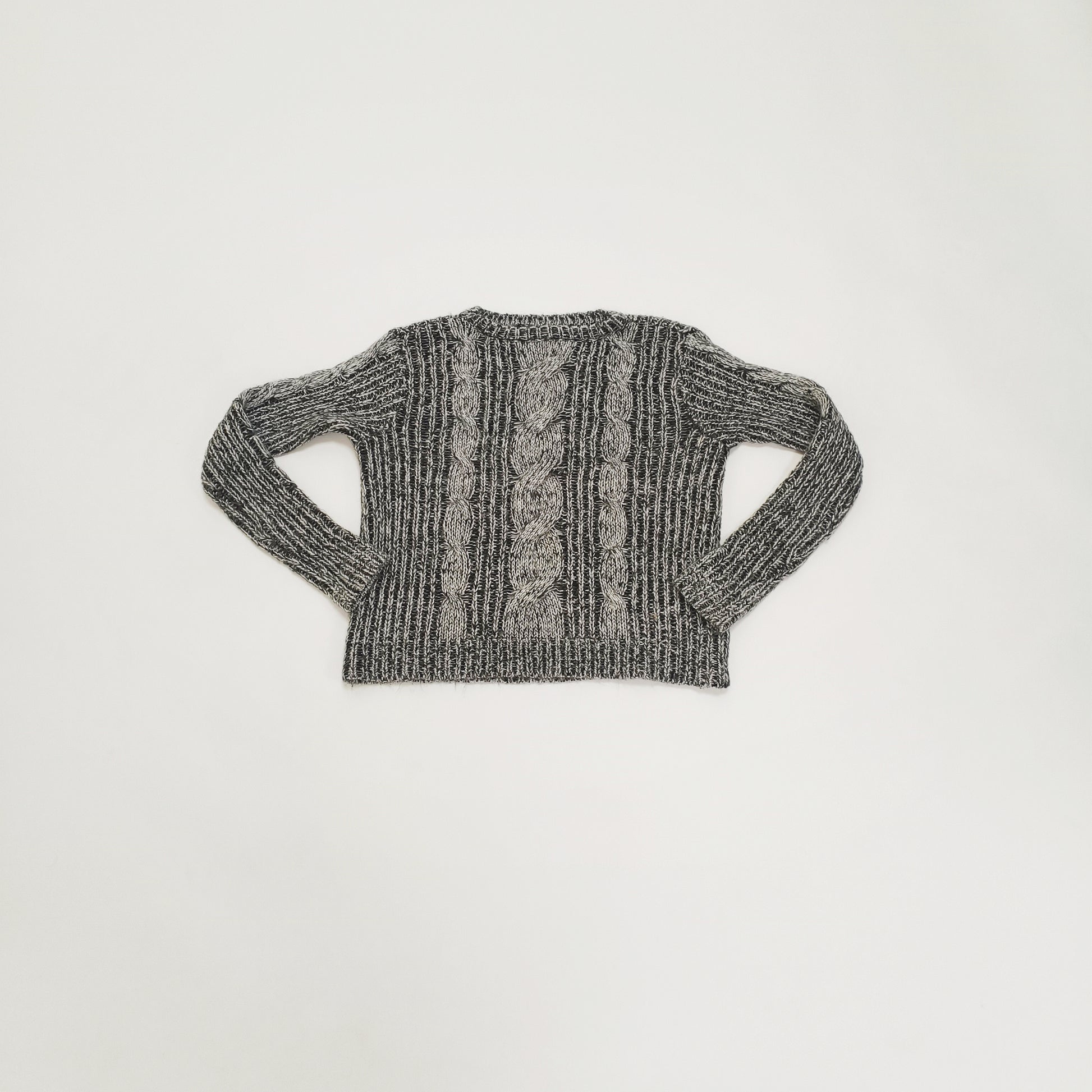 Grey Flecked Cropped Knitted Jumper Size Small | Preloved