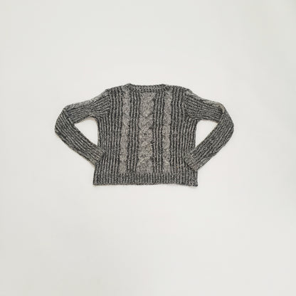 Grey Flecked Cropped Knitted Jumper Size Small | Preloved