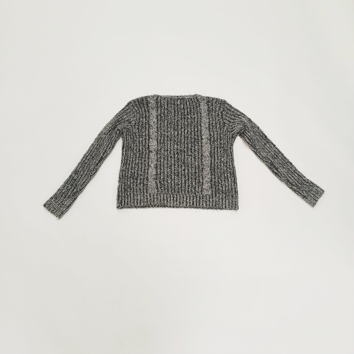 Grey Flecked Cropped Knitted Jumper Size Small | Preloved