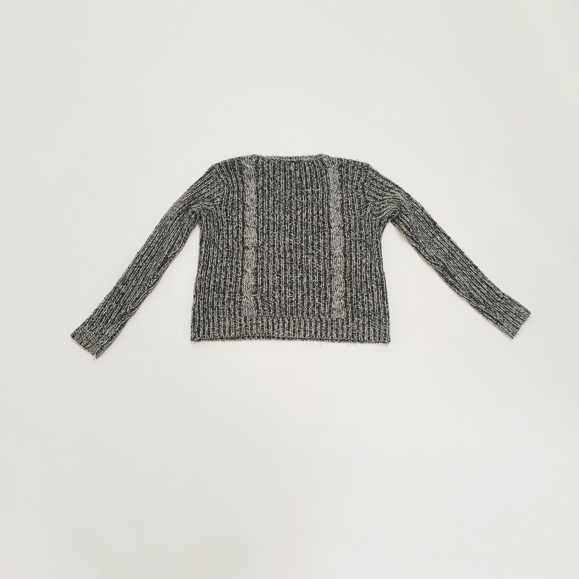 Grey Flecked Cropped Knitted Jumper Size Small | Preloved