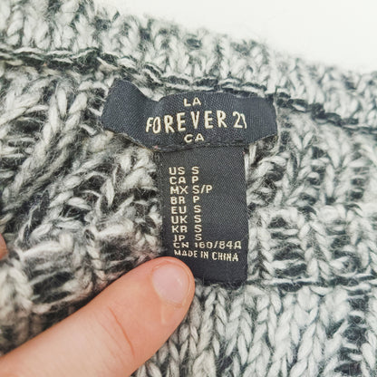 Grey Flecked Cropped Knitted Jumper Size Small | Preloved
