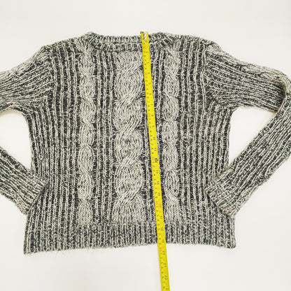 Grey Flecked Cropped Knitted Jumper Size Small | Preloved