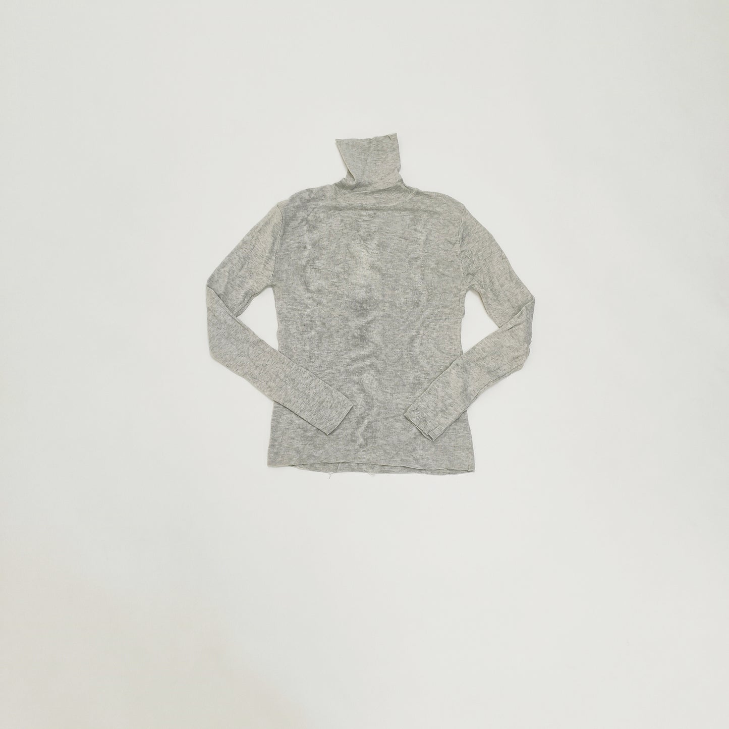 Light Grey Funnel Neck Ribbed Knitted Jumper Size Small | Preloved