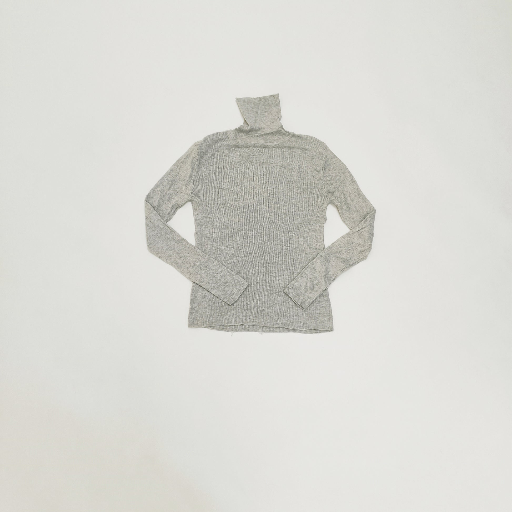 Light Grey Funnel Neck Ribbed Knitted Jumper Size Small | Preloved