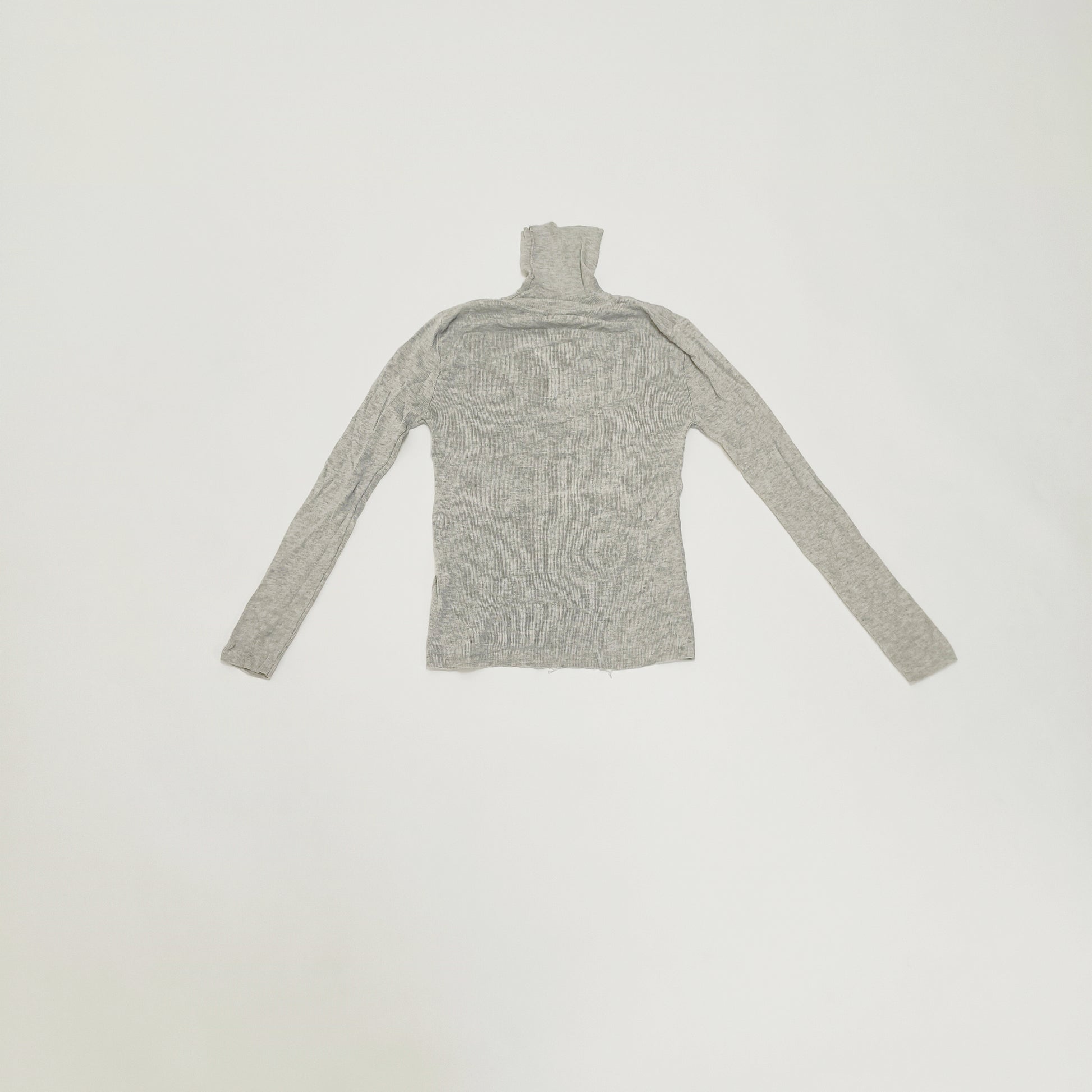 Light Grey Funnel Neck Ribbed Knitted Jumper Size Small | Preloved