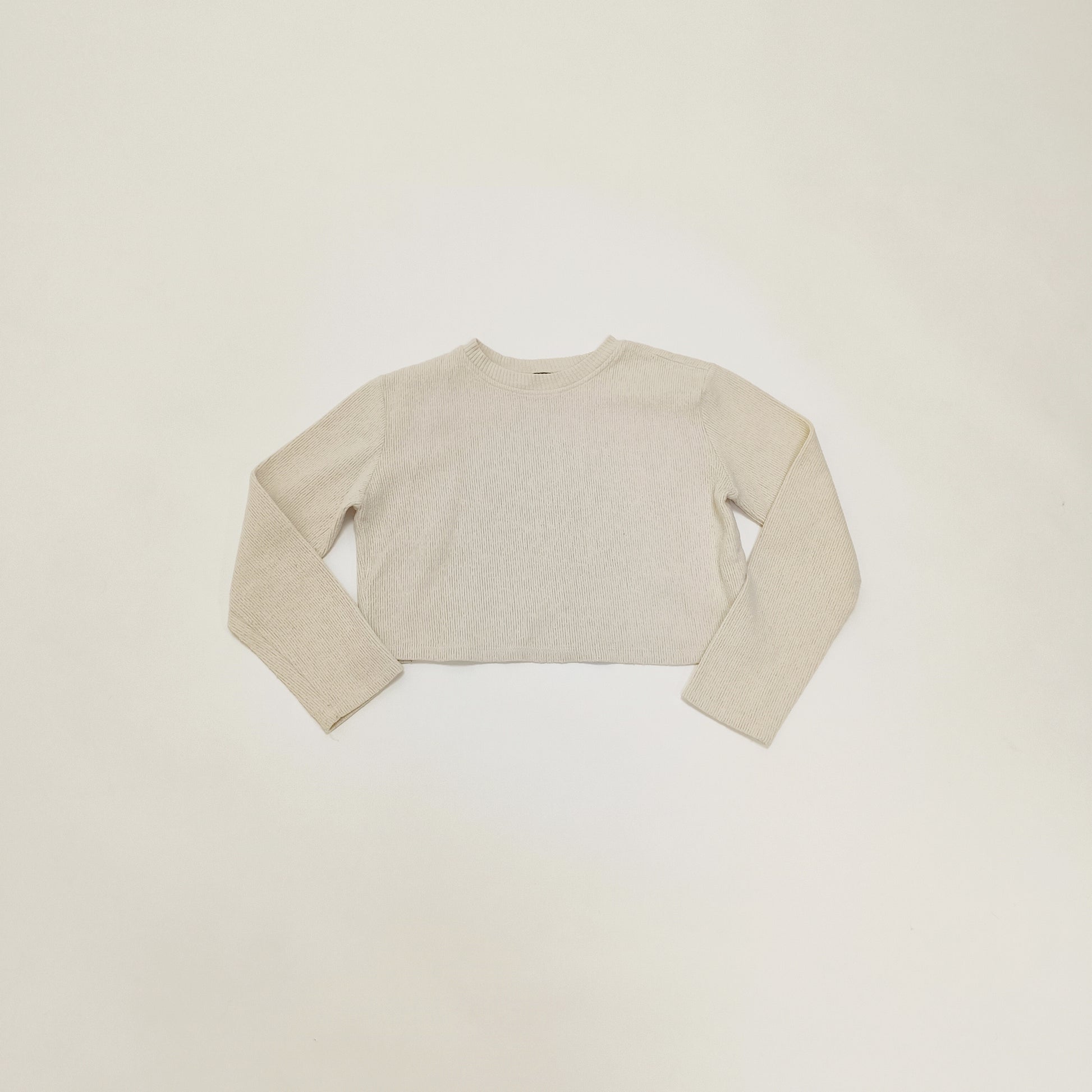 Cream Ribbed Cropped Womens Jumper Size Small | Preloved