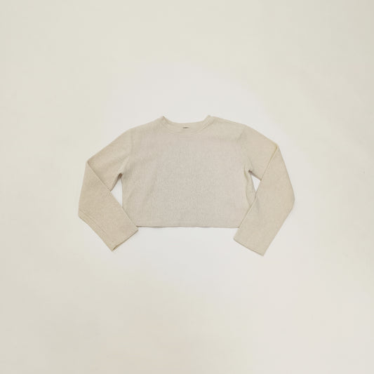 Cream Ribbed Cropped Womens Jumper Size Small | Preloved