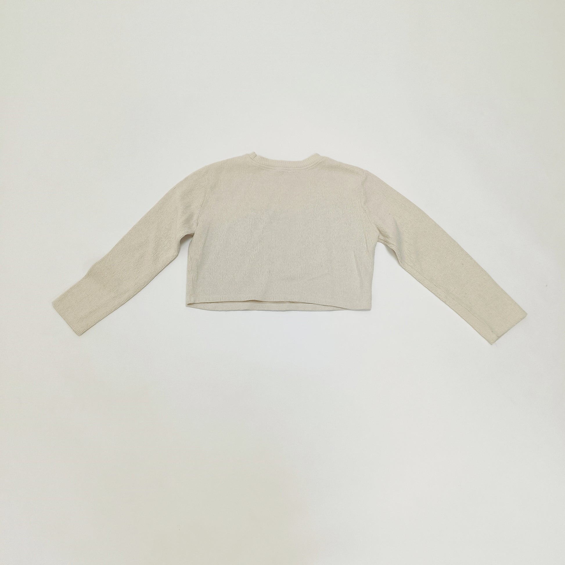 Cream Ribbed Cropped Womens Jumper Size Small | Preloved