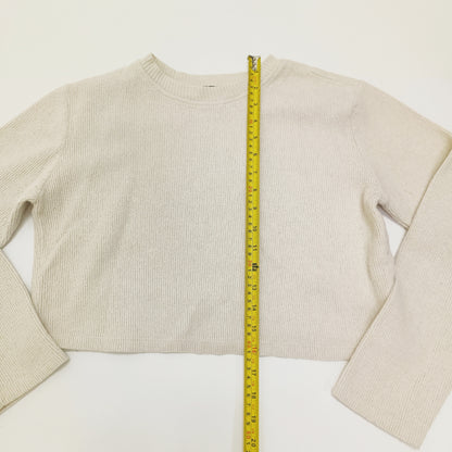 Cream Ribbed Cropped Womens Jumper Size Small | Preloved
