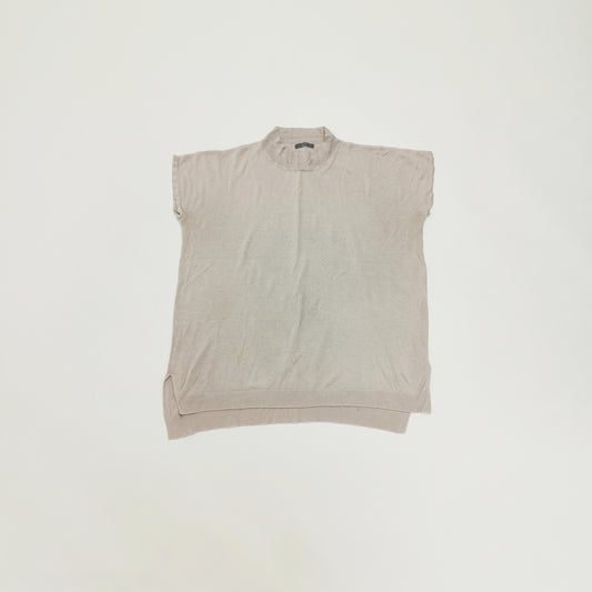 Beige Funnel Neck Sleeveless Knitted Top Size Extra Large | Preloved