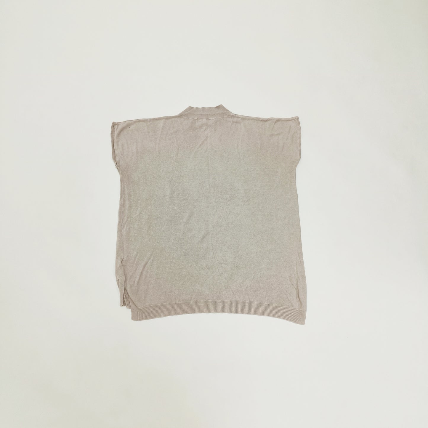 Beige Funnel Neck Sleeveless Knitted Top Size Extra Large | Preloved