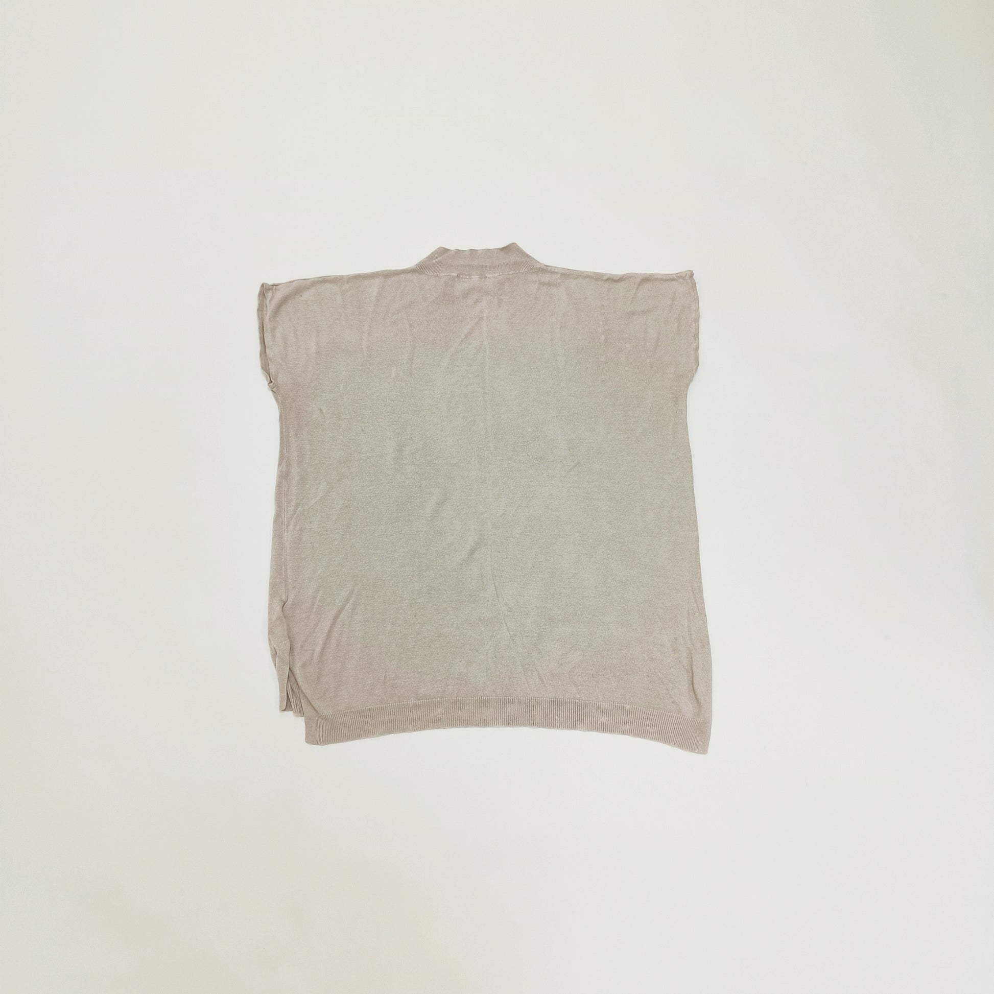 Beige Funnel Neck Sleeveless Knitted Top Size Extra Large | Preloved