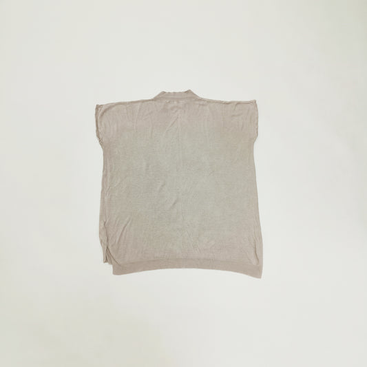 Beige Funnel Neck Sleeveless Knitted Top Size Extra Large | Preloved