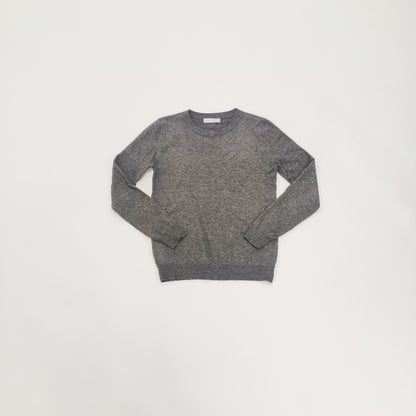 Dark Grey Crew Neck Embellished Knitted Jumper Size Extra Small | Preloved