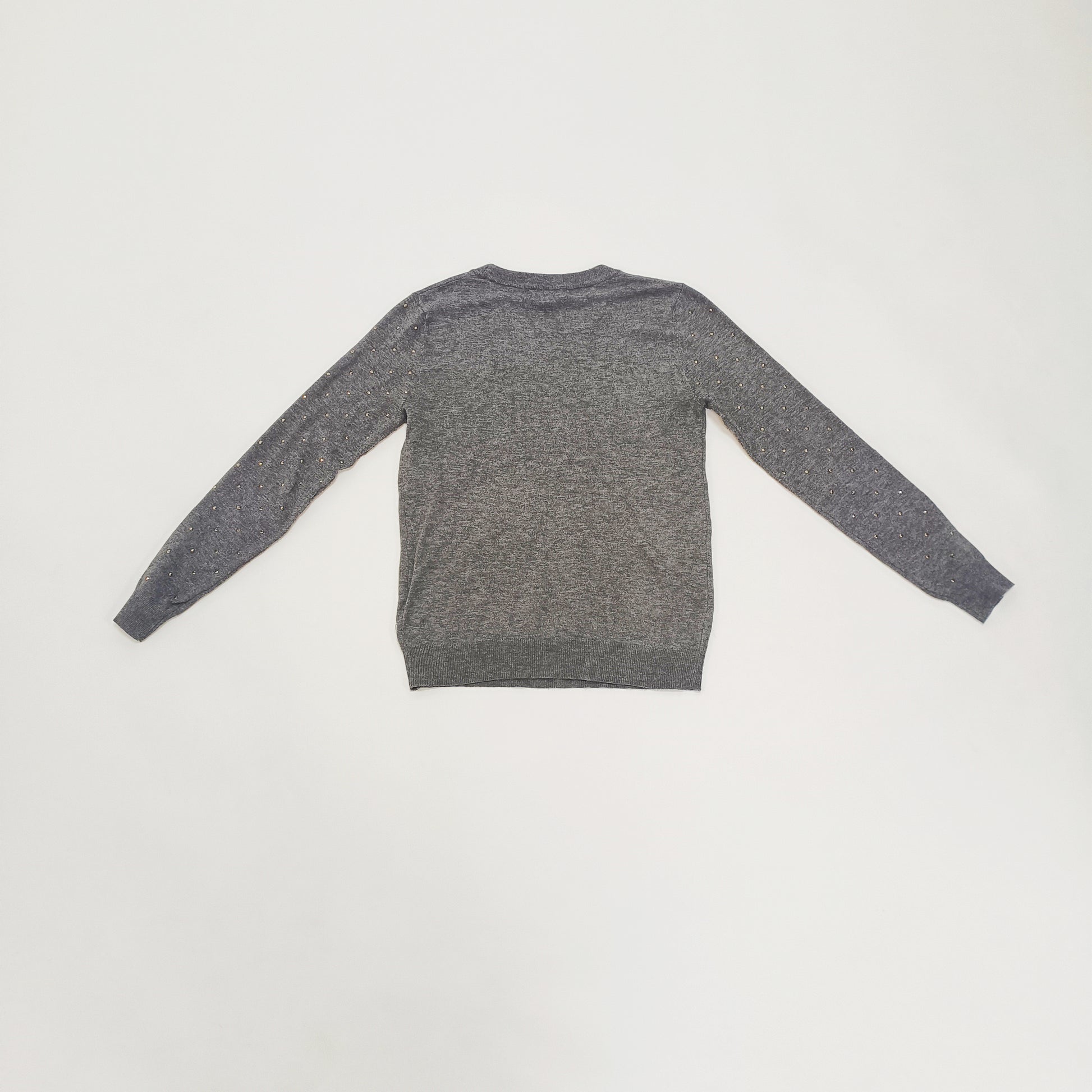 Dark Grey Crew Neck Embellished Knitted Jumper Size Extra Small | Preloved