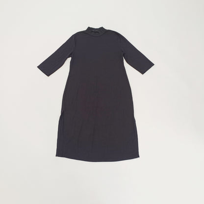 Black Ribbed High Slit Midi Dress Size Large | Preloved