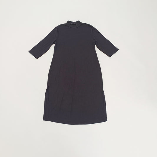 Black Ribbed High Slit Midi Dress Size Large | Preloved