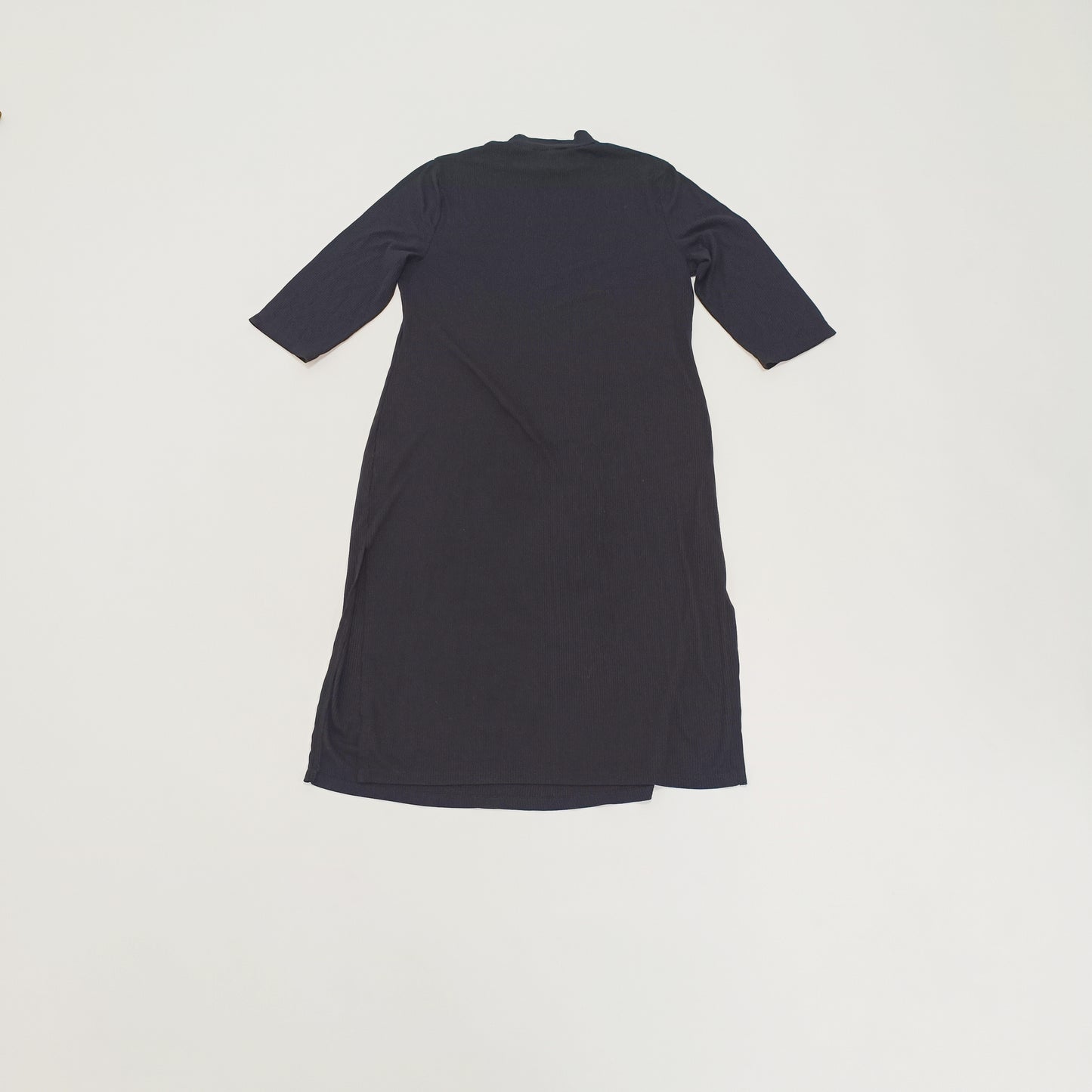 Black Ribbed High Slit Midi Dress Size Large | Preloved