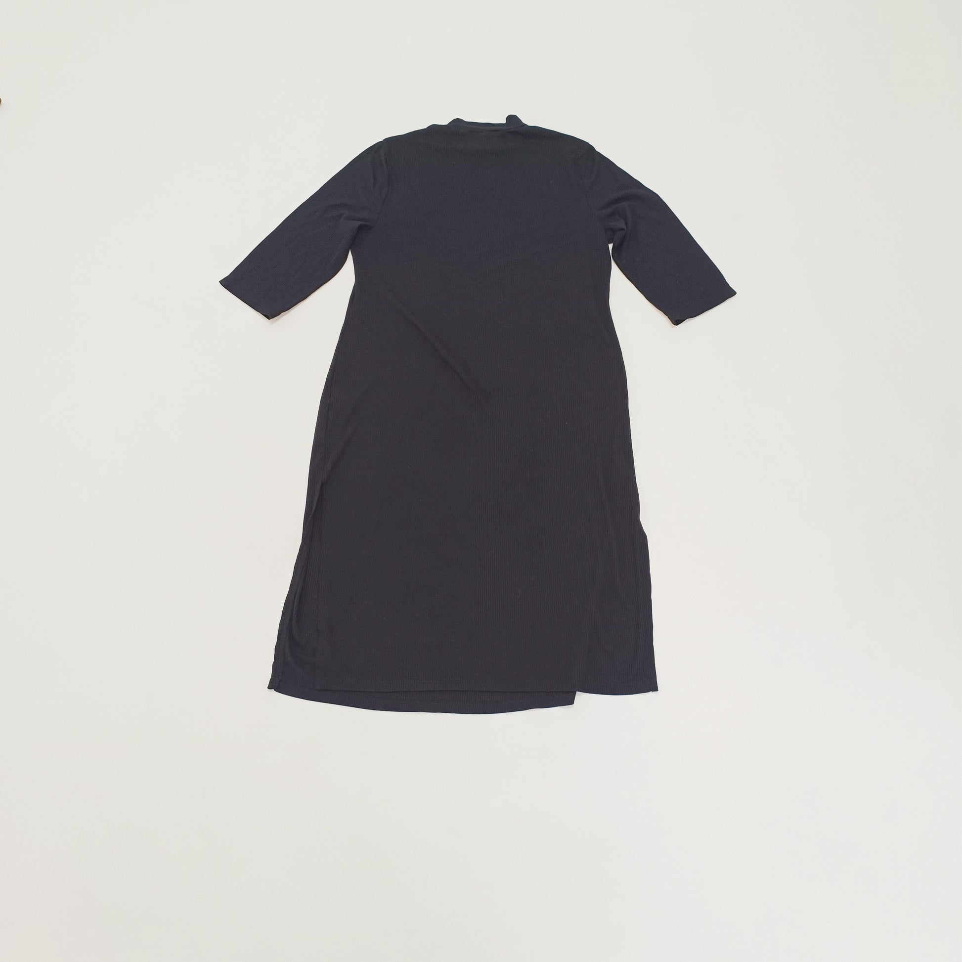 Black Ribbed High Slit Midi Dress Size Large | Preloved