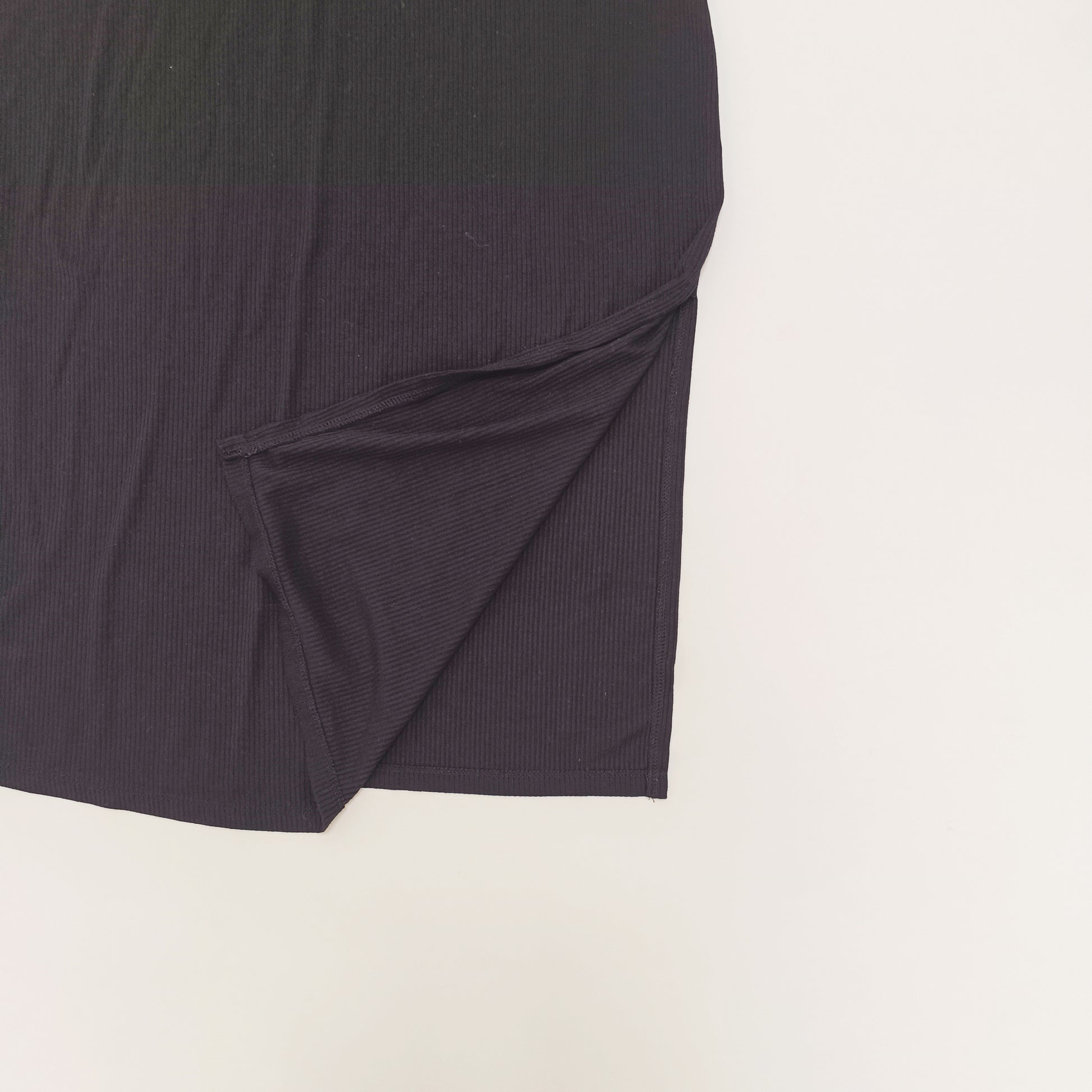 Black Ribbed High Slit Midi Dress Size Large | Preloved