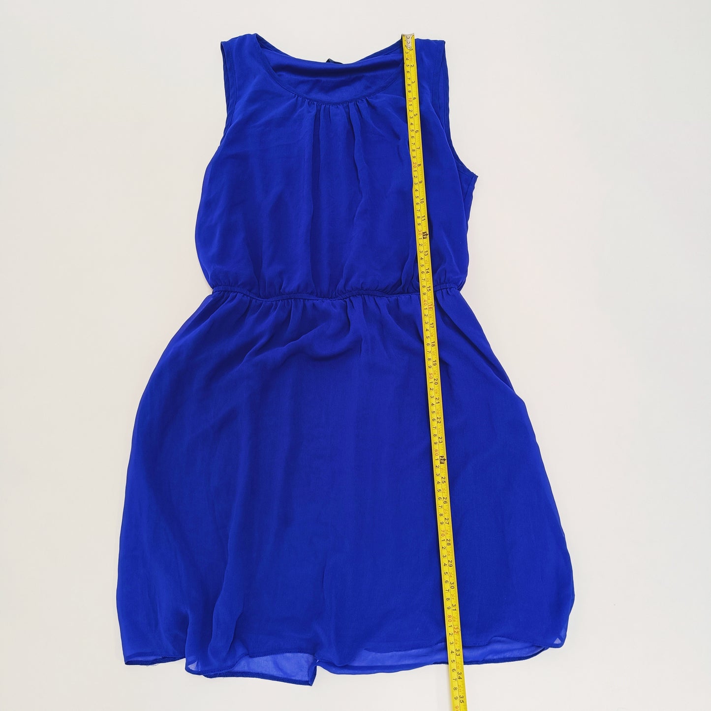 Electric Blue Sleeveless Gathered Waist Dress Size Medium | Preloved